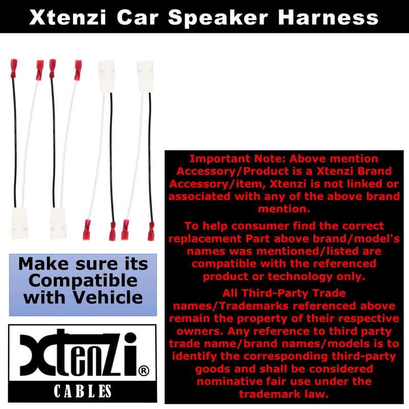Xtenzi 2 Pair Car Speaker Harness Set Compatible with Chrysler,