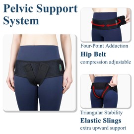 JOMECA V-Sling Pelvic Support Belt for Prolapse, Pregnancy SPD, Vulvar Varicosities, LCS, Pelvic Floor, Organ Prolapse Support Relieve Tilted or Twisted Pelvis Girdle Pain (Black Large)