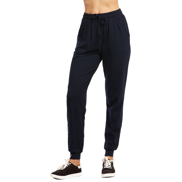 Sofra Pantalones deportivos de algodón para mujer con bolsillos laterales