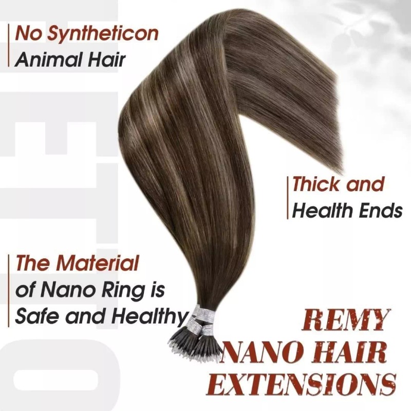 Hetto Extensiones Cabello Natural 50gr 14in Marrón Oscuro Con Ceni