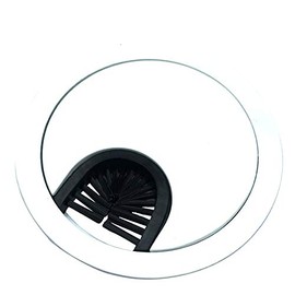 Gloss White Metal Cable Grommet | 2 Piece "Lock in" Feature with "Brush" Opening for Management of Office & Computer Desk Wires | 60mm (2 3/8") Hole Opening | 5 Pack