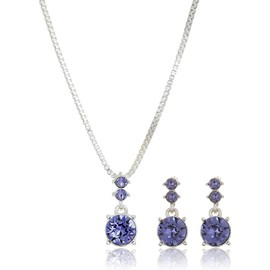 Nine West - Juego de collar y arete de tono plateado