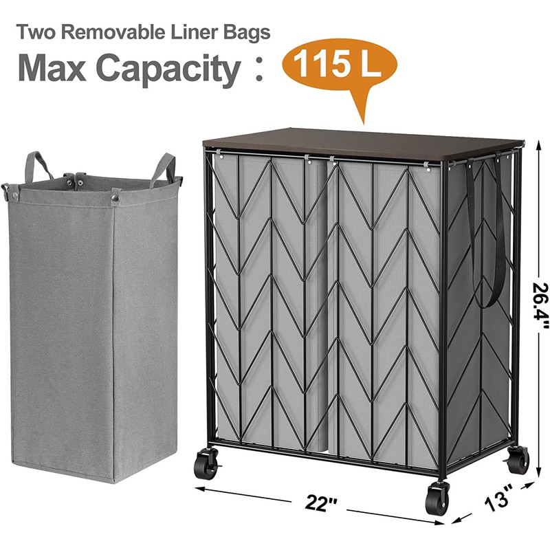 WOWLIVE Laundry Basket with Wheels, Heavy Duty Laundry Hamper with