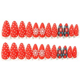 Holiday Cheer Matte Christmas Almond Press-On Nails - 24 Pieces - Artificial Nail Kit