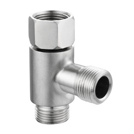 Tecmolog Add On Tee Fitting Stainless Steel Toilet Water Supply Line Splitter 3/8" x 3/8" x 3/8", Brushed Nickel, 1 PCS, SBA020C
