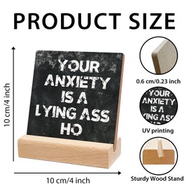 Inspirational Office Gift, Motivational Vintage Wooden Office Sign With Wooden Base, Humorous Office Desk Decor Sign for Home Office Cubicle Table, Office Gift for Friend Coworker Employee