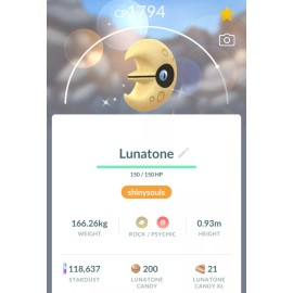 Pokémon Go Shiny Lunatone Trade! Registered Or 30 Day Friends! *See Description*