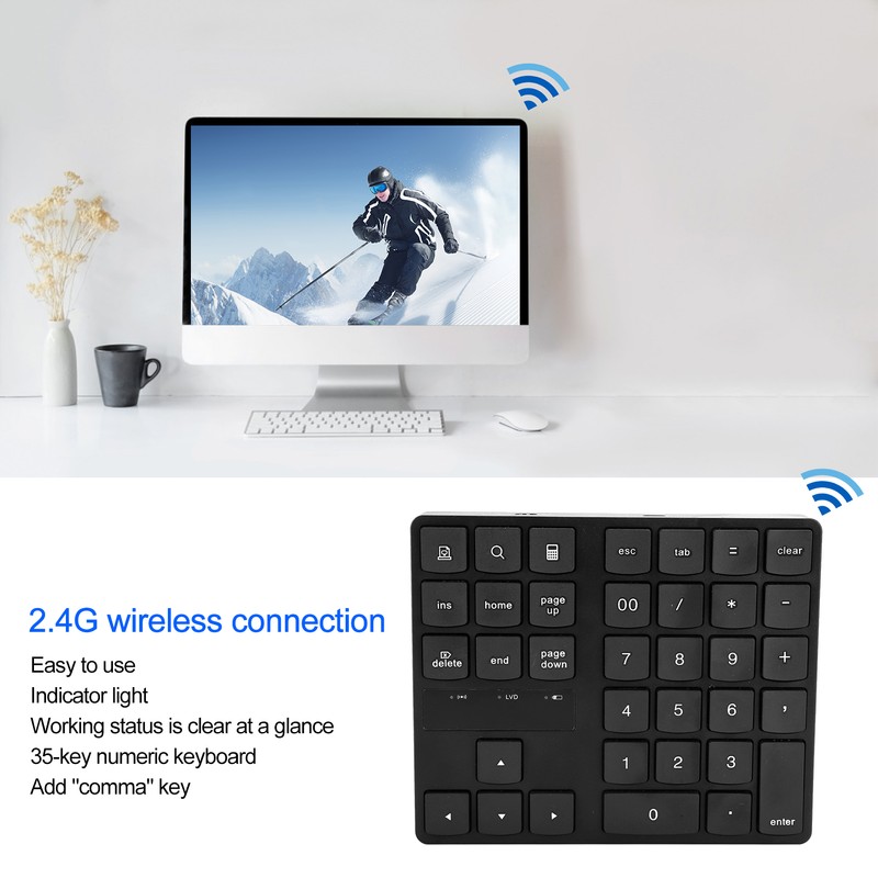 Mini Numeric Keypad 35 Keys 2.4G Wireless Ultra Slim Portable