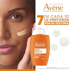 Avène Protector Solar Facial FPS 50 Ultra Fluid Oil Control 50 ml, Textura Ultraligera Mate con TriAsorB, Piel Mixta a Grasa