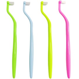Ceonam 4-Pack End Tuft Toothbrushes, Orthodontic Toothbrush with Small Head, Ultra Soft Gum Brushes for Braces, Implants, Retainers, and Detailed Teeth Cleaning Oral Care, Multi-Color Set