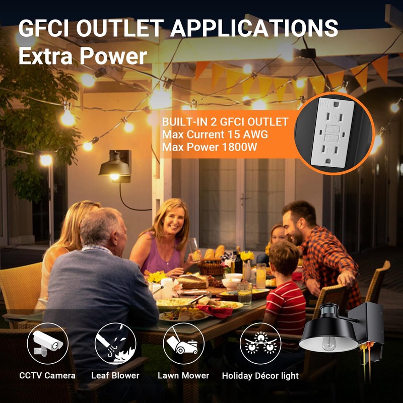 Ehaho Porch Lights with Outlet, Dusk to Dawn Motion Sensor