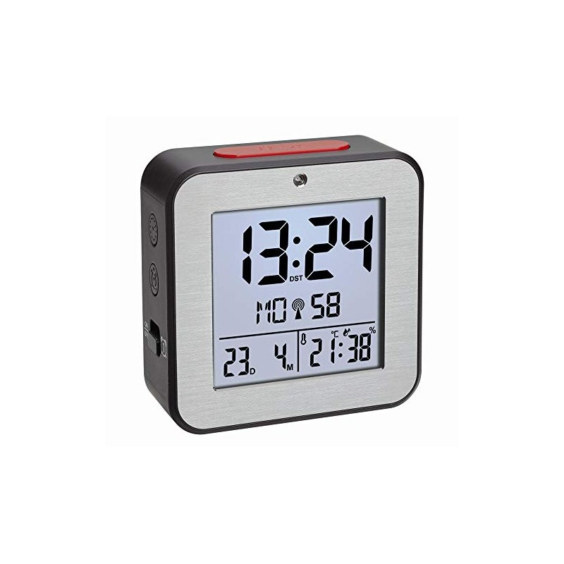 TFA Dostmann 60.2547.54 Digital Radio-Controlled Alarm Clock with 2 Alarm