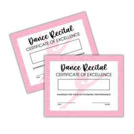 Dance Achievement Certificate of Excellence Recital Awards | 50 pk 8.5x11” in Dance Team Competition for Students Paper Girls Gifts
