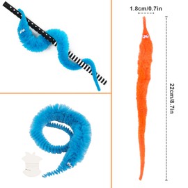 CCINEE 48 Pcs Magic Twisty Worm Wiggly Twisty Fuzzy Worms on a String Magic Worm Toys for Kid Cat Party Favors, 12Colors