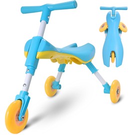 Tricycle for Toddlers 1-3 Years Old – Foldable Tricycle for Toddlers – Toddler Bike for Boys and Girls – Easy to Ride and Steer – No Assembly Needed – Christmas, 1st Birthday Gifts Boy - Blue - KIDRIM