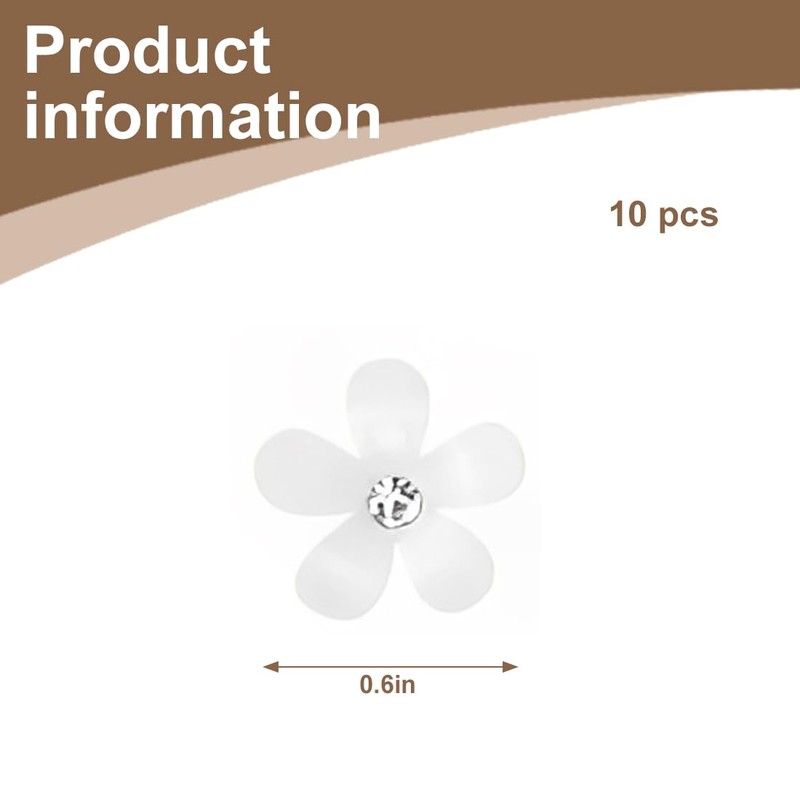 GXGM 10 Stück weiße Mini Blumen Haarspangen mit Strass,Blumen Haarnadeln,