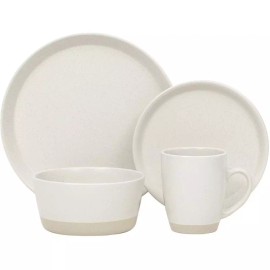 Safdie & Co. Stoneware Dinnerset 16 Piece 2-Tone Cream