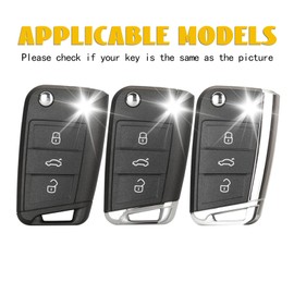 OFF WE GO Car Key Cover Case Key Fob for VW Volkswagen Golf 7 Variant Polo Tiguan Seat Leon Cupra Skoda Octavia Superb Soft TPU Full Protection Car Key Shell 3 buttons Car Key Holder Box, Blue Gold