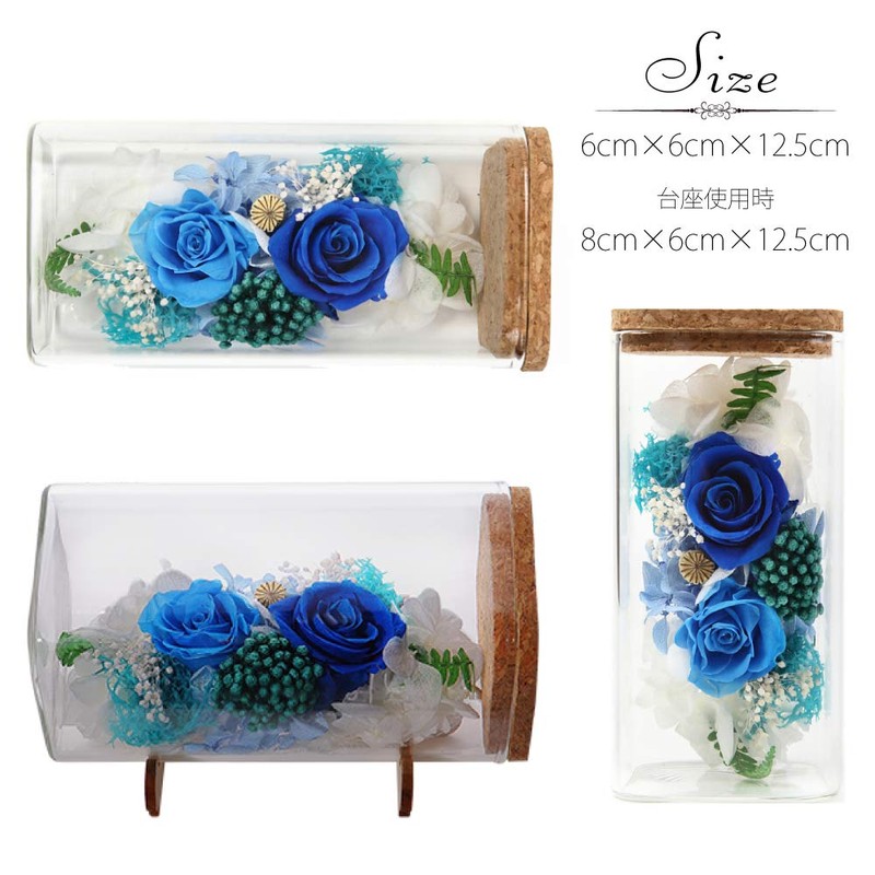 TEATSIGHT Preserved Flower Bottle Gift Boxed Soleil (Roses, Blue)