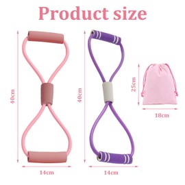 2pcs Saludea Resistance Band Chest Expander Arm Figure 8 Resistance Band with Handles for Yoga Gym Arm and Shoulder Stretching, Exercise, Strength Training, with Drawstring Cotton Bag
