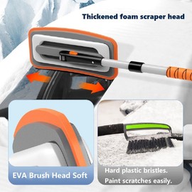 35'' to 27" Extendable Snow Removel Kits,Ice Scraper for Car Windshield, with 180° Pivoting Brush Head,Snow Shovel for Snow Removal,Truck SUV Van RV