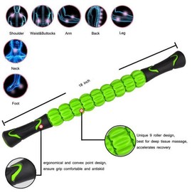 Amigreen 근육 이완 피트니스 마사지 스틱 스포츠 스트레인 근막 림프 롤러 [02 내추럴 블랙] Muscle Relaxation Fitness Massage Stick Sports Strain Fascia Lymph Roller [02 Natural Black]