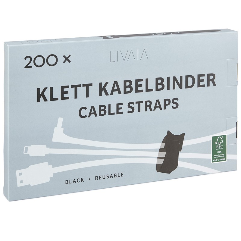 Reusable Cable Ties Black: 200 x 6in Hook and Loop