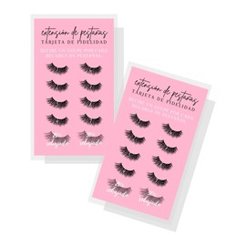 Spanish Lash Aftercare Loyalty Punch Cards | 50pk | Tarjetas de fidelización de extensiones de pestañas | 2 x 3.5” inch Card | Lash Extension Supplies white pink, 2-3 week refills fillers descuento