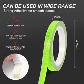 Gwikylo Neon Reflective Tape 0.4 Inch x 33 FT Fluorescent Tape Waterproof for Outdoor DOT Auto Stickers for Bikes,Bicycles,Helmets,trailers
