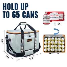 INSMEER Insulated Cooler Bag 65Cans/32 Cans Large Cooler Bag Soft Sided Cooler with Shoulder Strap, Collapsible Leakproof Portable Coolers for Camping/Beach/Food Delivery/Shopping/Outdoor/Picnic