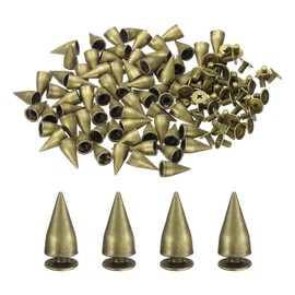 uxcell 50 Sets Spikes and Studs, 7 x 13mm Cone Spikes Screw Back Studs Rivets, Cone Punk Spikes Rivet for Clothing Belts Bags DIY Leather Crafts, Bronze