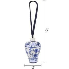 Goaste 4 Pack Mini Ginger Jar Ornaments, Christmas Hanging Pendant, Chinoiserie Ceramic Hanging Ornaments, Blue and White Porcelain Christmas Tree Decor for Christmas, Home Decoration