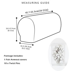 NEKOSUKI Arm Rest Covers Set, Chenille Arm Covers for Chairs and Sofas Anti-Slip Couch Armrest Covers with Pins, Furniture Armrest Protector for Sofa Couch Chair (Grey)