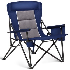 ALPHA CAMP Heavy Duty High Back Camping Chairs with Cup Holder Oversized Folding Chair Outdoor Chair with Headrest,Lawn Chair with Side Pocket for Lawn, Sports and Fishing, 500lbs,1PC