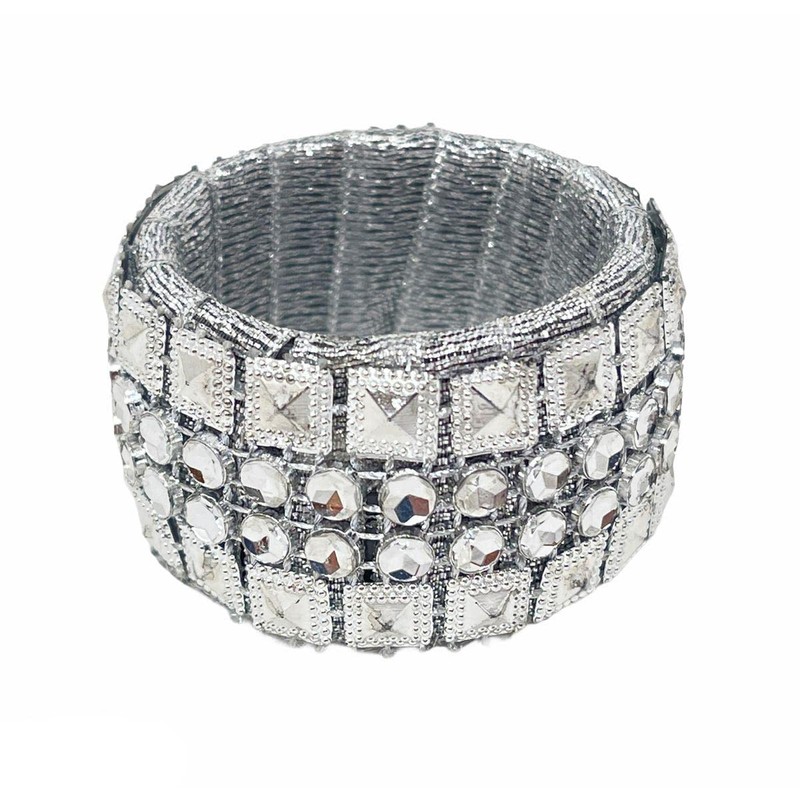 Nelina Napkin Ring Set 4 Teilig Silver Rhinestones Optics