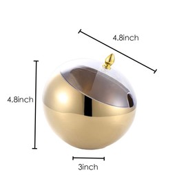 Mozacona Gold Stainless Steel Spherical Sugar Bowl Seasoning Jar Mints Holder Bowl with Roll Top