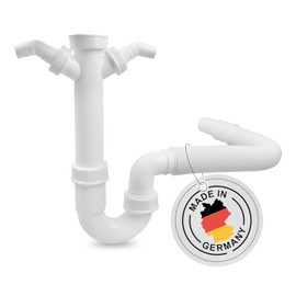 VIOKS Flexible Pipe Siphon 1 1/2 Inch 2 Siphon Device Connections 1 Inch for Kitchen Sink, Dishwasher and Washing Machine