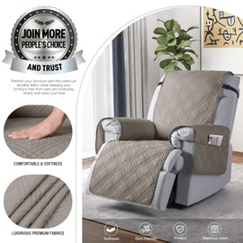 TAOCOCO 100% Waterproof Recliner Chair Cover, Non Slip Recliner Covers for Recliner Chair with Pocket, Washable Reclining Chair Cover Furniture Protector for Kids, Pets(Recliner Chair, Light Brown)