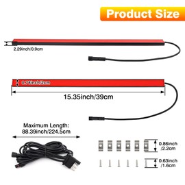 Turvysen 2 Pcs LED Trailer Tail Brake Light Strips, 15 Inch Universal Red Turn Signal Running Lights Bar, DC 12V Aluminum Brake Tail Light for Trailer Truck Camper Minivans Pickup RV