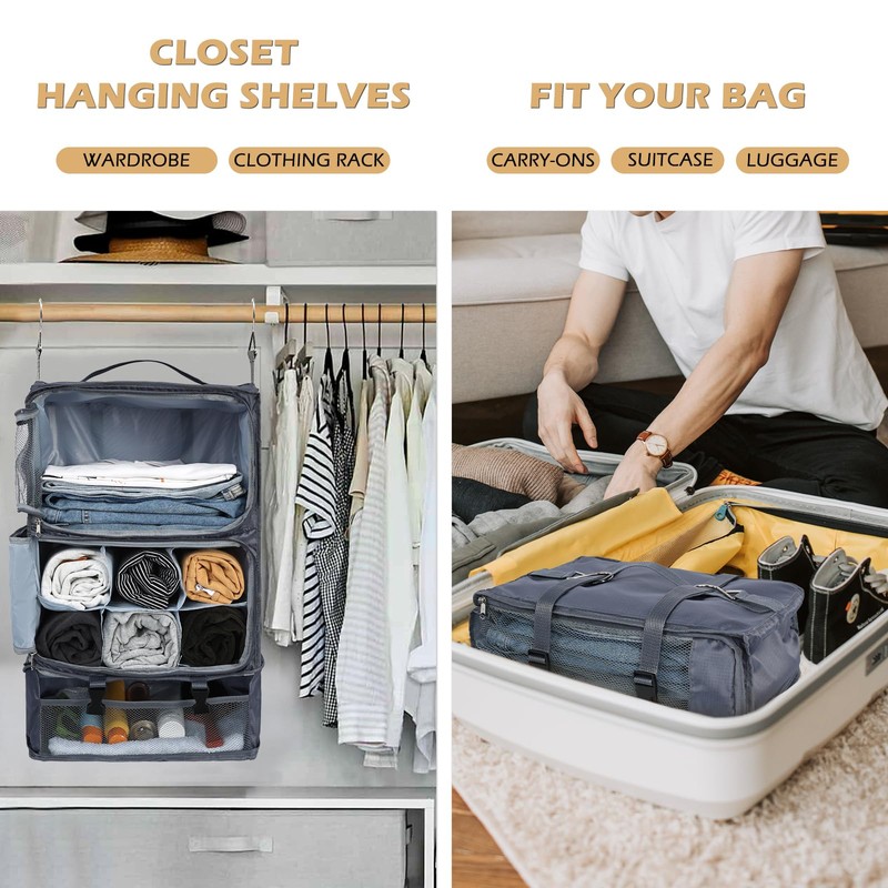 Surblue Hanging Travel Shelves Compression Packing Cube for Carry-on Luggage