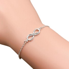 Studded Infinity Sign Link Chain Bracelet (Silver Tone) Miss Fit Boutique