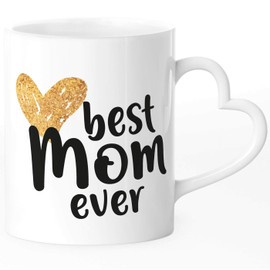 SpecialMe® Kaffee-Tasse Best Mom ever Geschenk für Mama Muttertag Dankeschön Danke sagen mit Herz-Henkel weiß Herz-Tasse