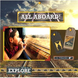 Reminisce All Aboard Collection Scrapbook Kit Paper Crafts, Multi Color Palette