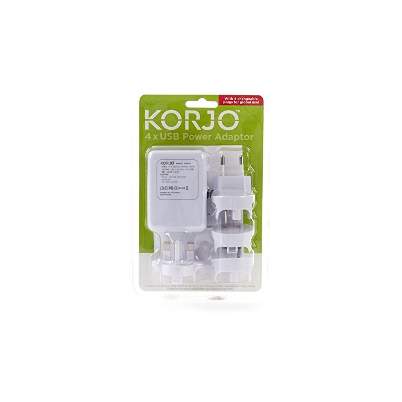 Korjo USB Power Hub, Interchangeable for EU, UK, USA, AU,