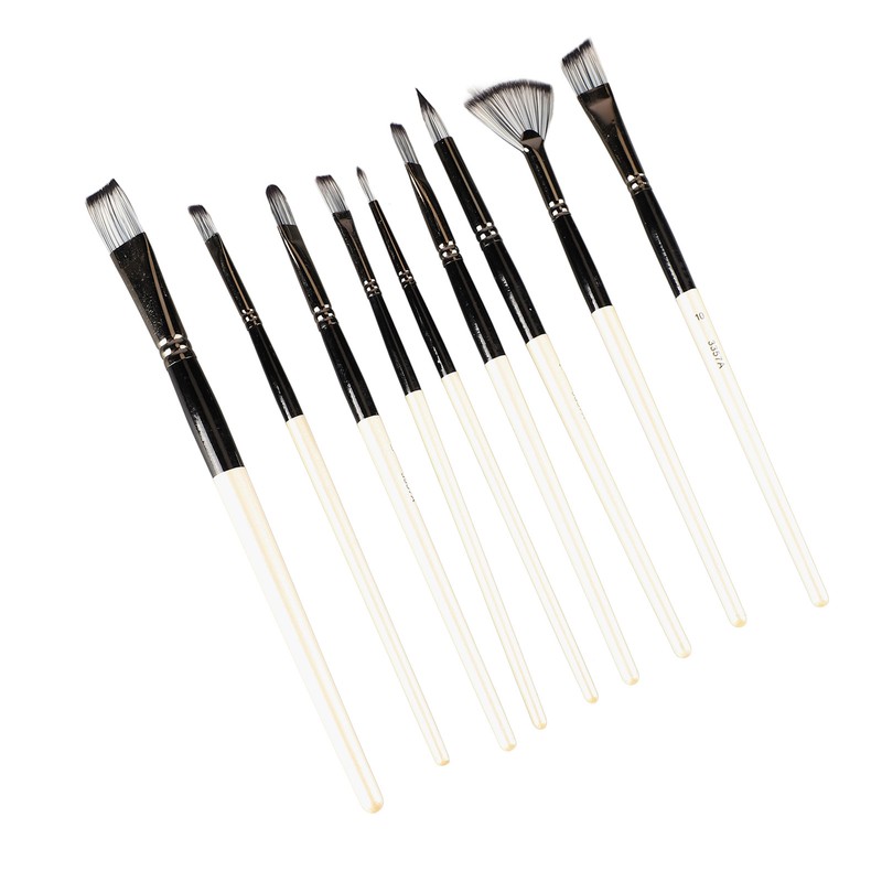 9pcs Gouache Watercolour Brushes Nylon Wool Rustproof Strong Water Absorption