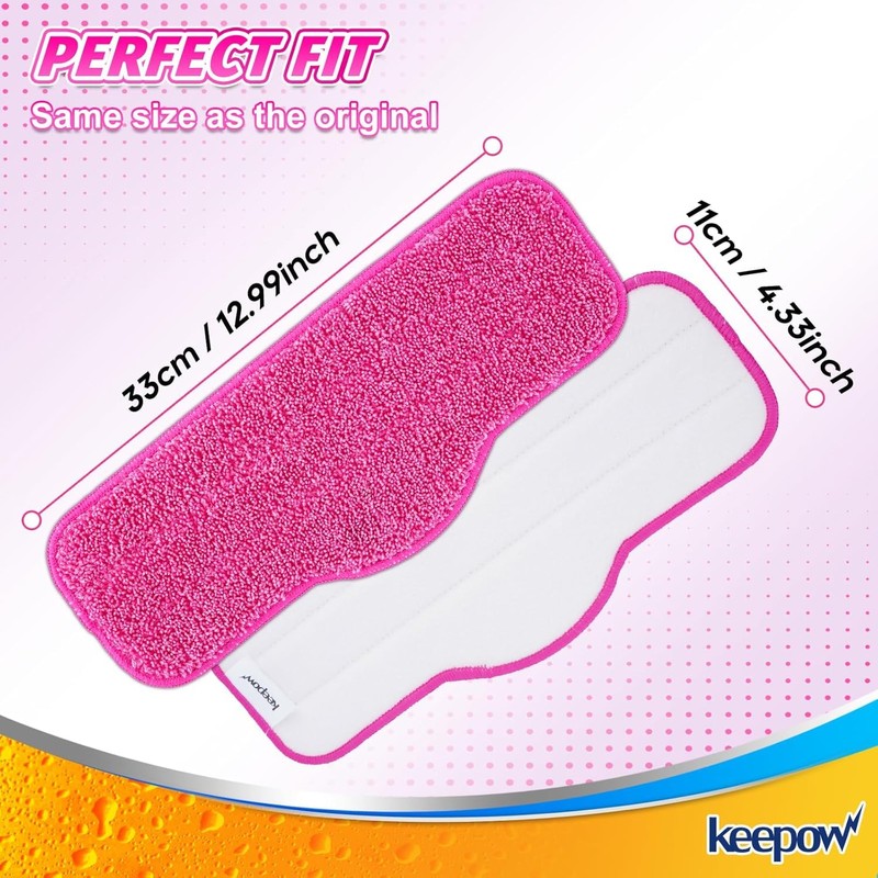 KEEPOW 8 Pack Reusable Microfiber Mop Pads Compatible with Schenley
