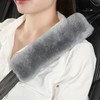 AOGELAN 2 Pack Fluffy Fuzzy Genuine Sheepskin Car Seat Belt