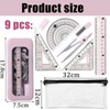 9 Piece Protractor and Compass Set, Maths Sets for Secondary