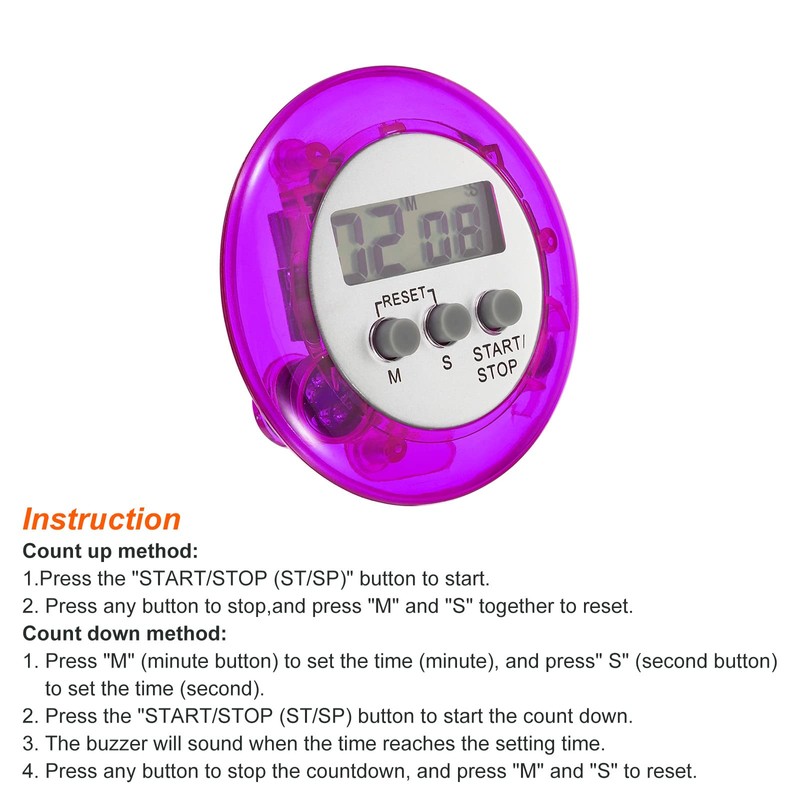 PATIKIL Round Digital Timer, Small Count Down/UP Clock with Magnetic,