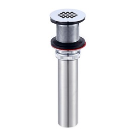 Luxier DS05-TC 1-1/2 in. Brass Bathroom and Vessel Sink Grid Drain Stopper Strainer with No Overflow in Chrome